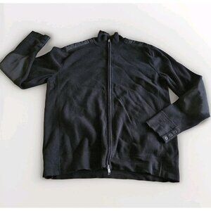 Victorinox Sweater Men XL Black Elbow Shoulder Patches Full Zip LS Commando